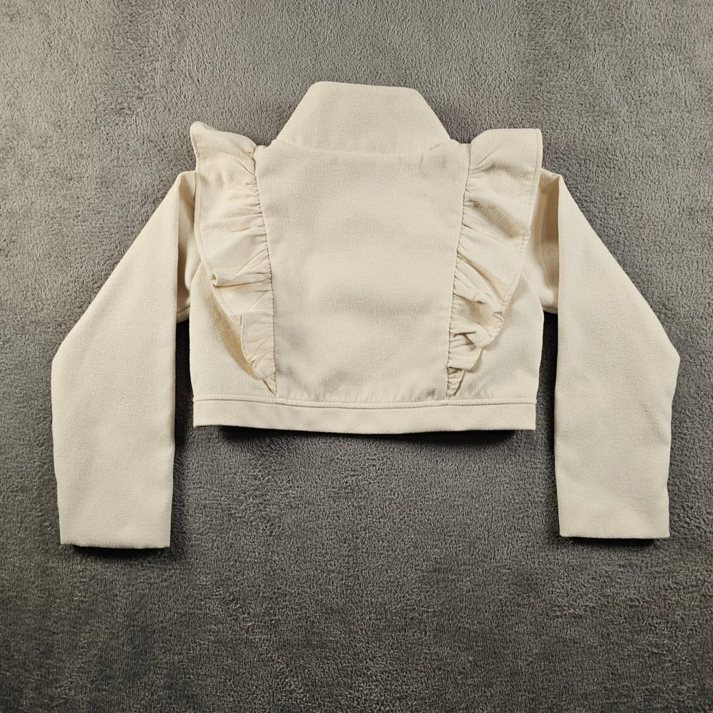 Mia Joy Joyfolie Girls Cream Fleece Ruffle Cropped Bolero Jacket Size 10